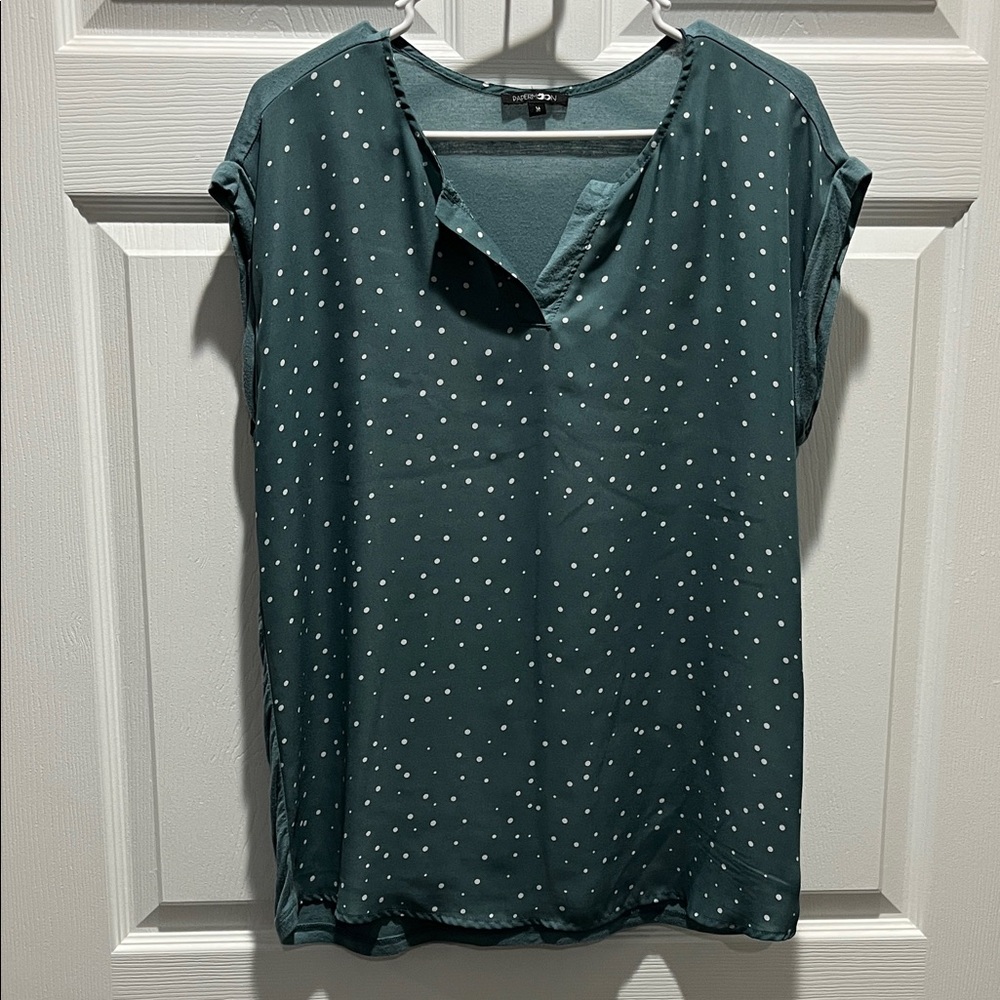 Papermoon Teal Blouse with White Dots from Stitch Fix